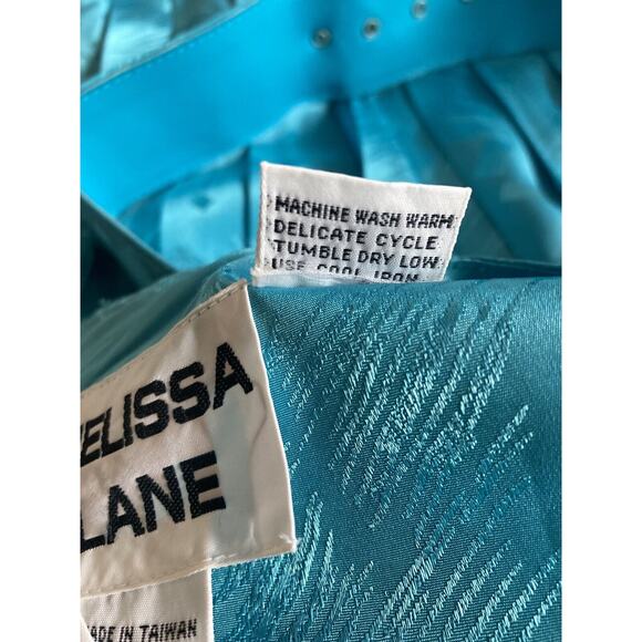 Vintage 80s Melissa Lane Womens Dress Sz 12 Turquise Secretary Midi Long Sleeves - Picture 10 of 10